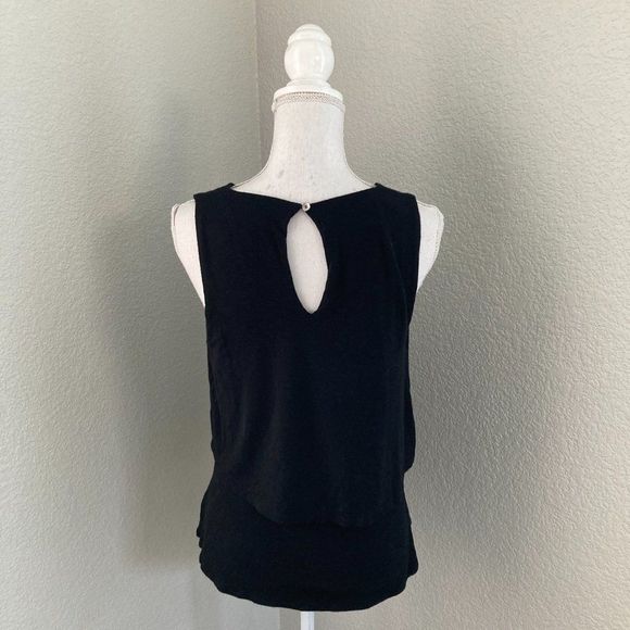 Anthropologie Deletta Black Sleeveless V-Neck Crossover Mini Wrap Blouse Medium - Picture 3 of 7